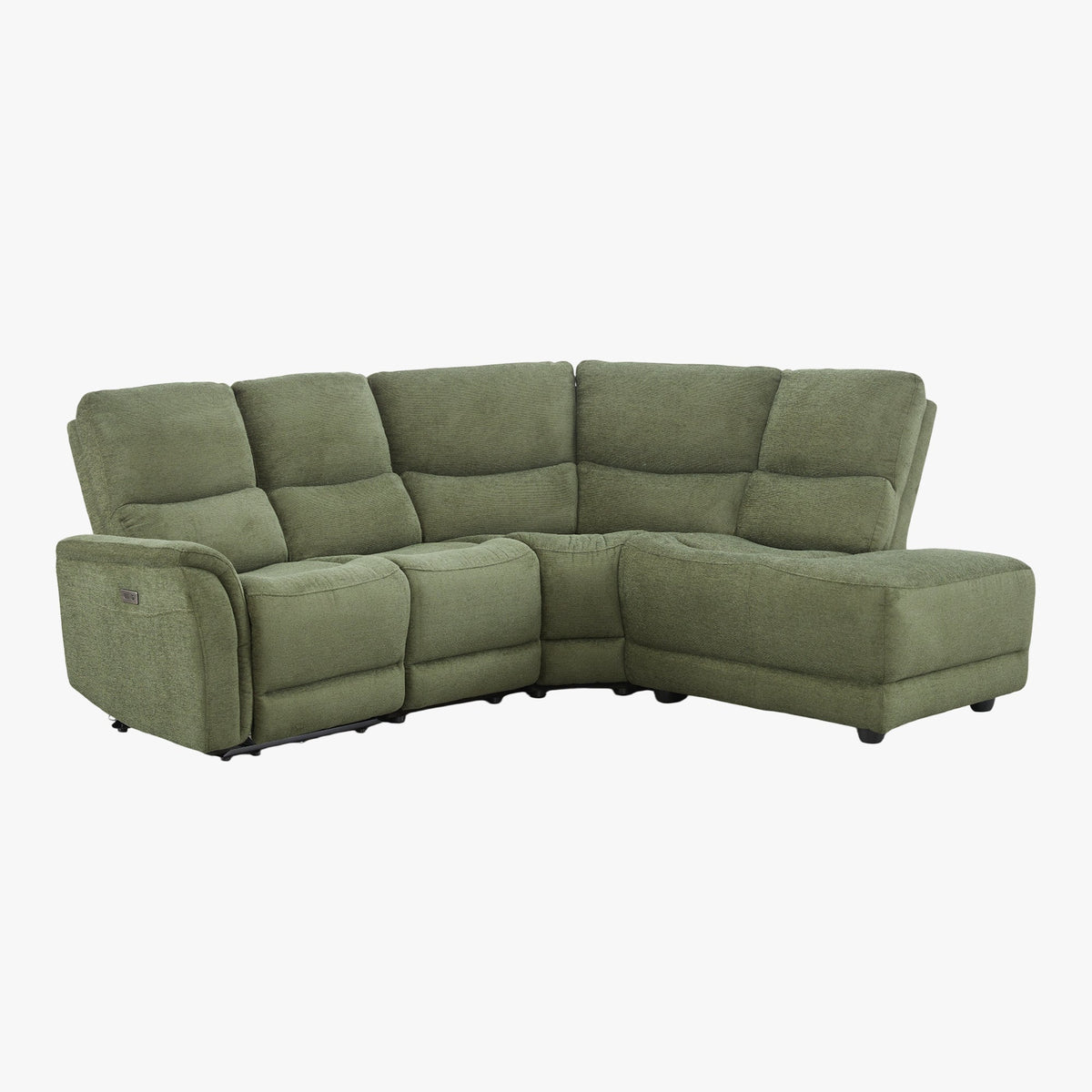 DAVY Canapé d'angle relax électrique en tissu vert - Angle droit
