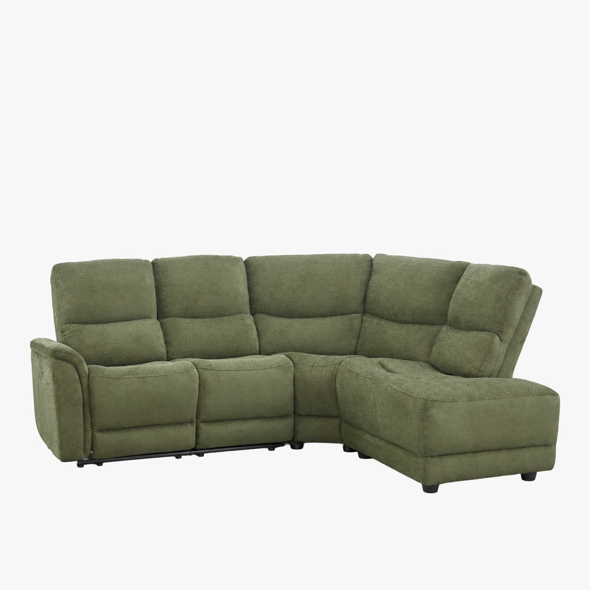 DAVY Canapé d'angle relax électrique en tissu vert - Angle droit