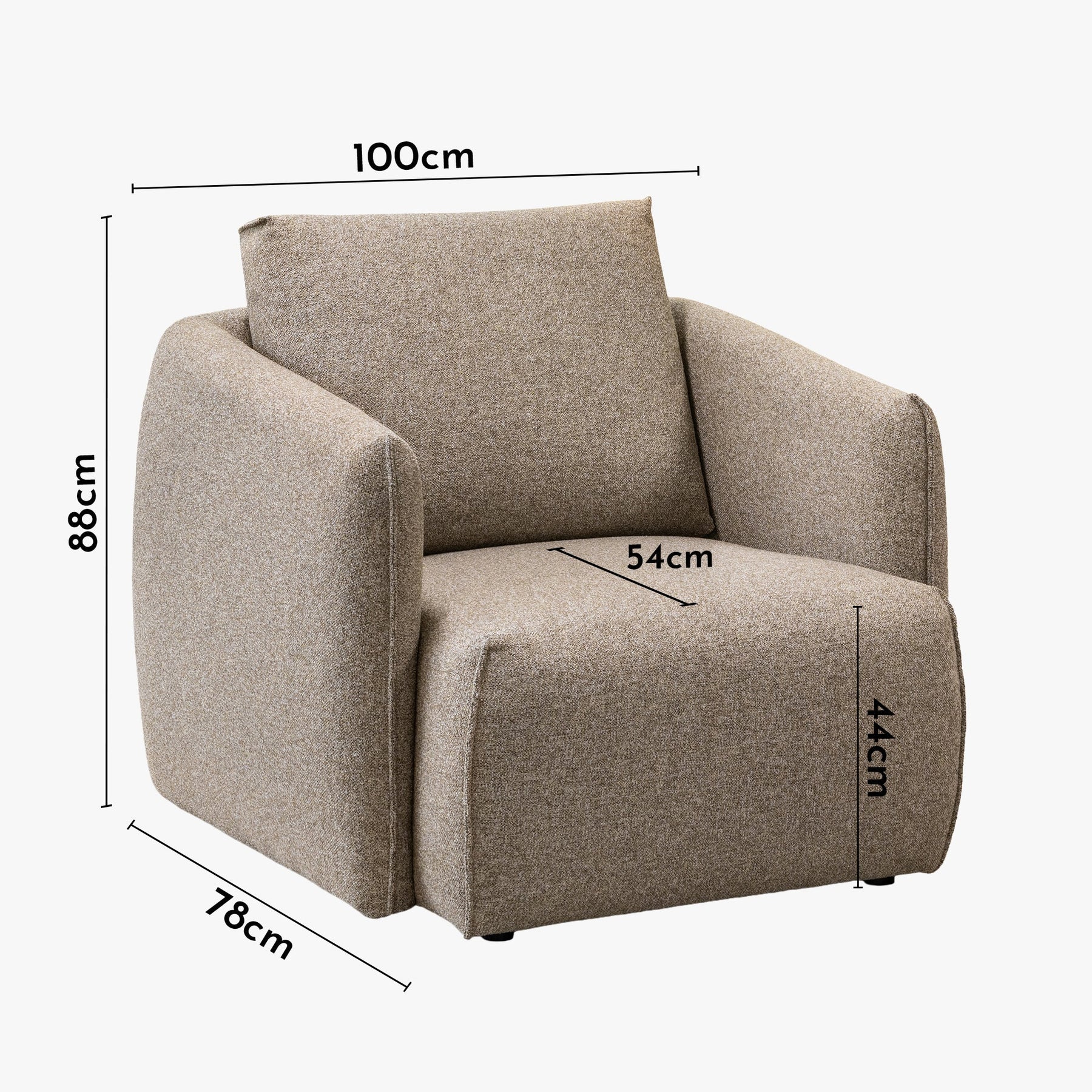 DAYLA Fauteuil en tissu taupe