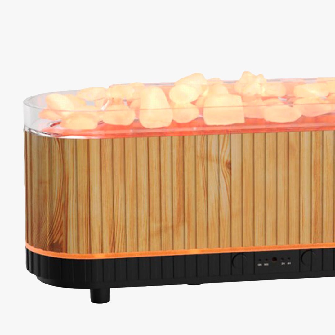 DERYA Diffuseur d'huiles essentielles avec pierres à LED couleur bois