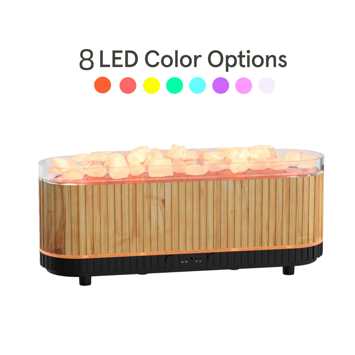 DERYA Diffuseur d'huiles essentielles avec pierres à LED couleur bois