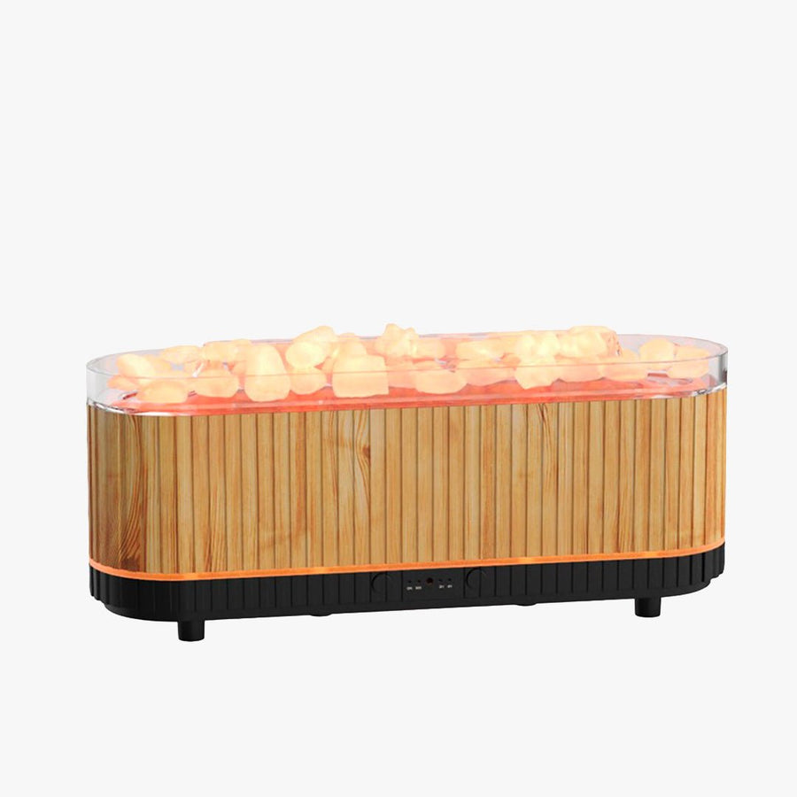 DERYA Diffuseur d'huiles essentielles avec pierres à LED couleur bois