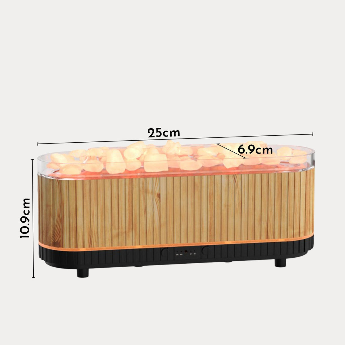 DERYA Diffuseur d'huiles essentielles avec pierres à LED couleur bois
