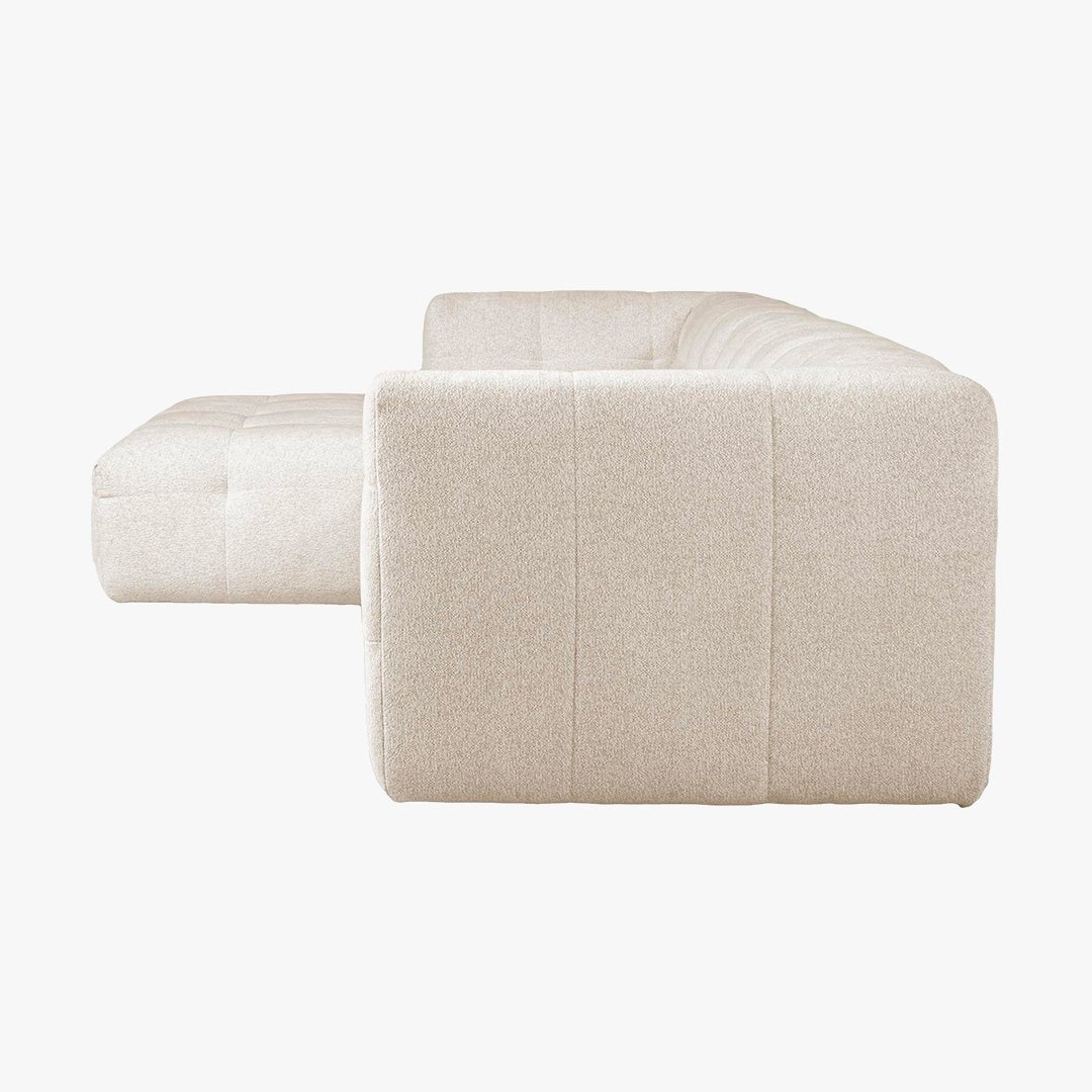 DEYNA Canapé d’angle en tissu capitonné beige - Angle gauche