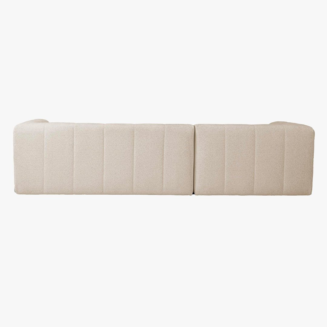 DEYNA Canapé d’angle en tissu capitonné beige - Angle gauche