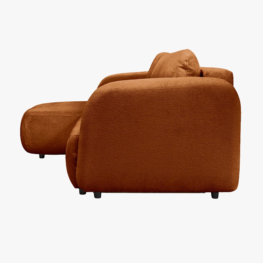 DRIXY Canapé d'angle convertible avec coffre en tissu orange - Angle gauche