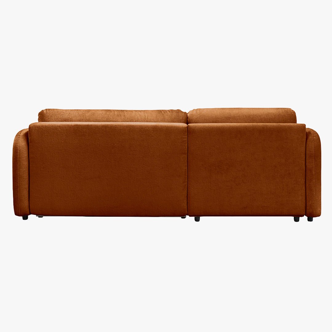 DRIXY Canapé d'angle convertible avec coffre en tissu orange - Angle gauche