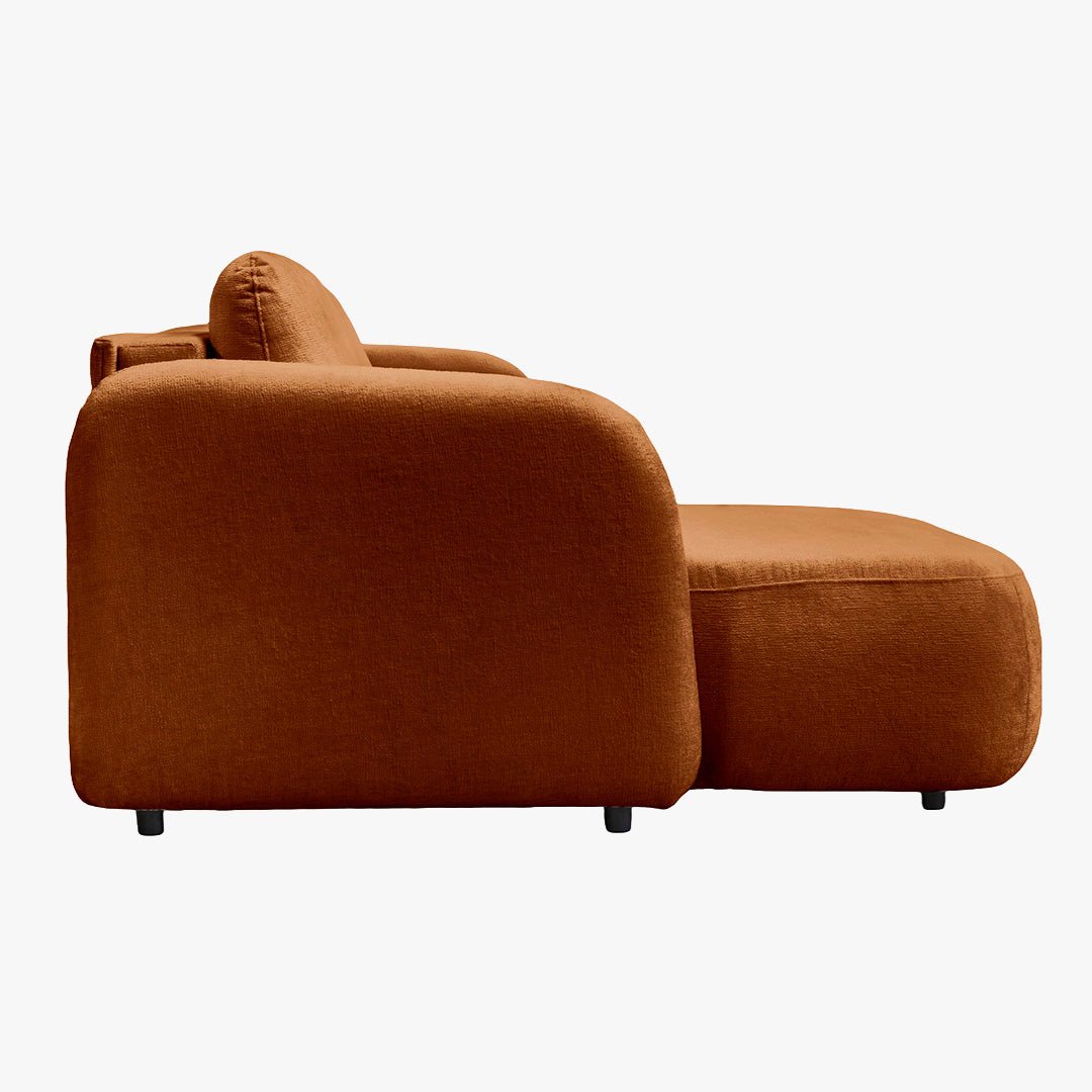 DRIXY Canapé d'angle convertible avec coffre en tissu orange - Angle gauche