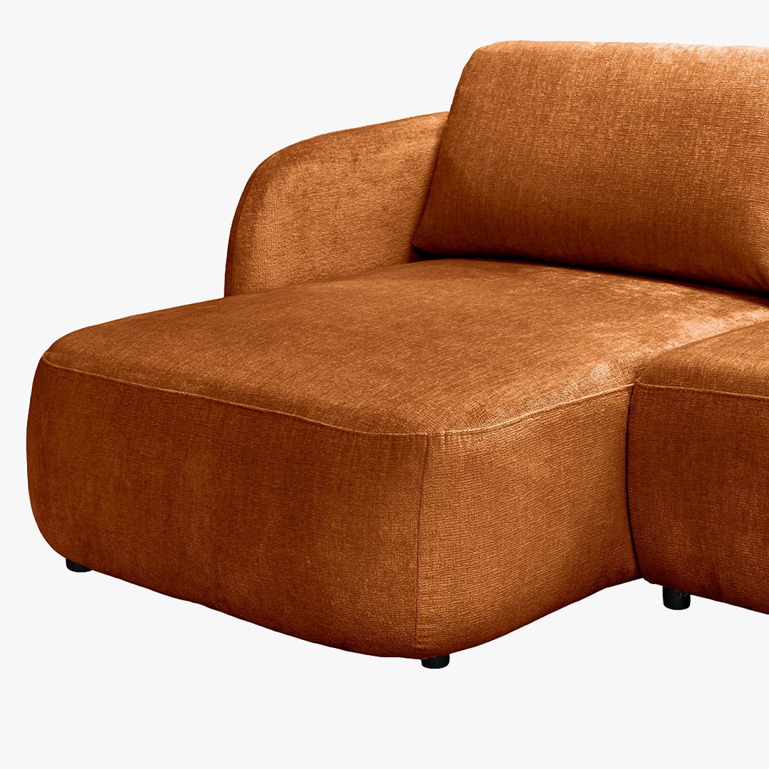 DRIXY Canapé d'angle convertible avec coffre en tissu orange - Angle gauche