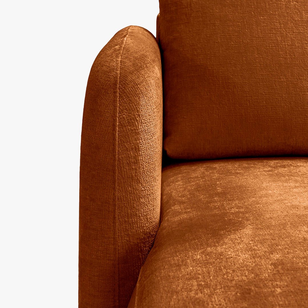 DRIXY Canapé d'angle convertible avec coffre en tissu orange - Angle gauche