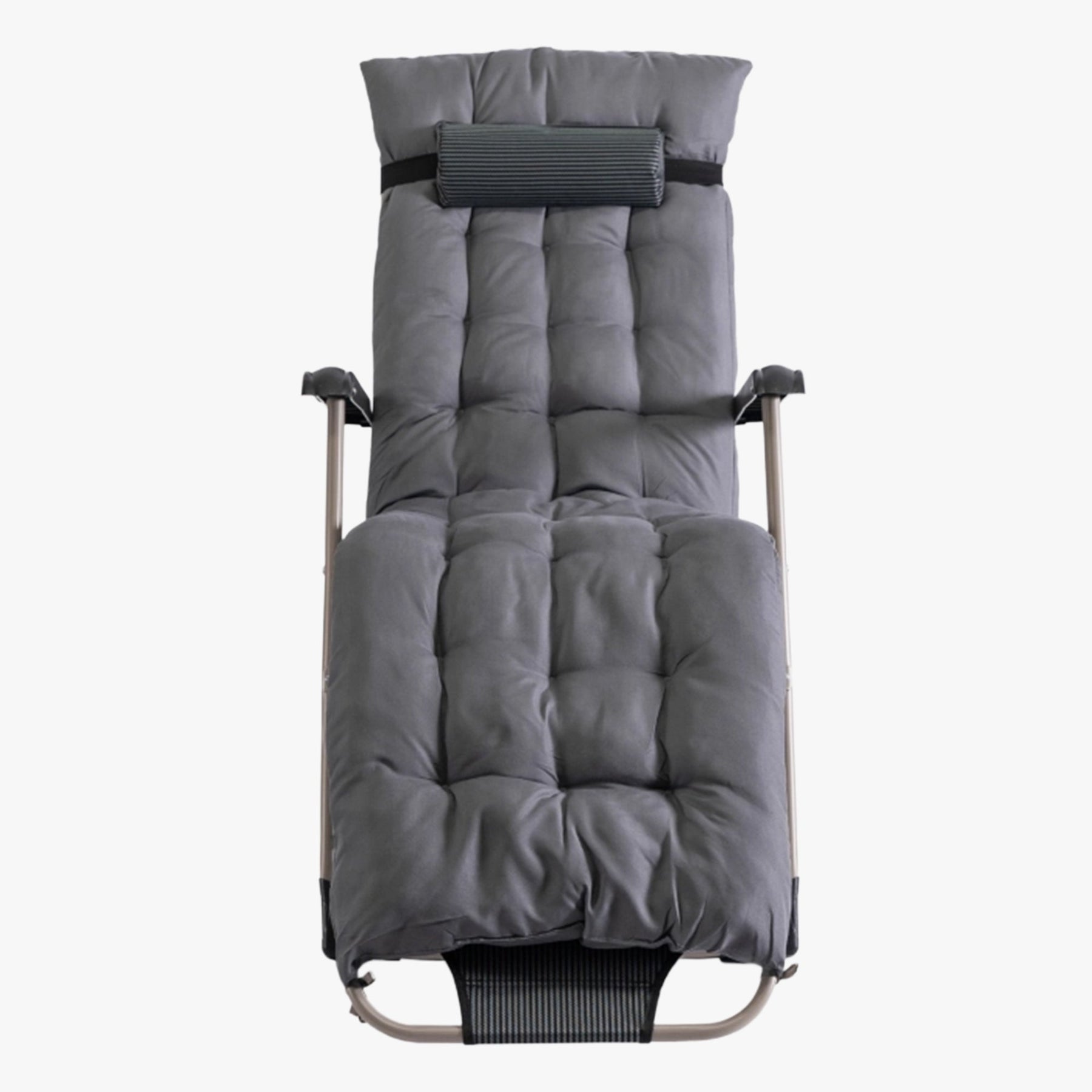 EDISON Fauteuil inclinable en tissu gris pieds en métal beige