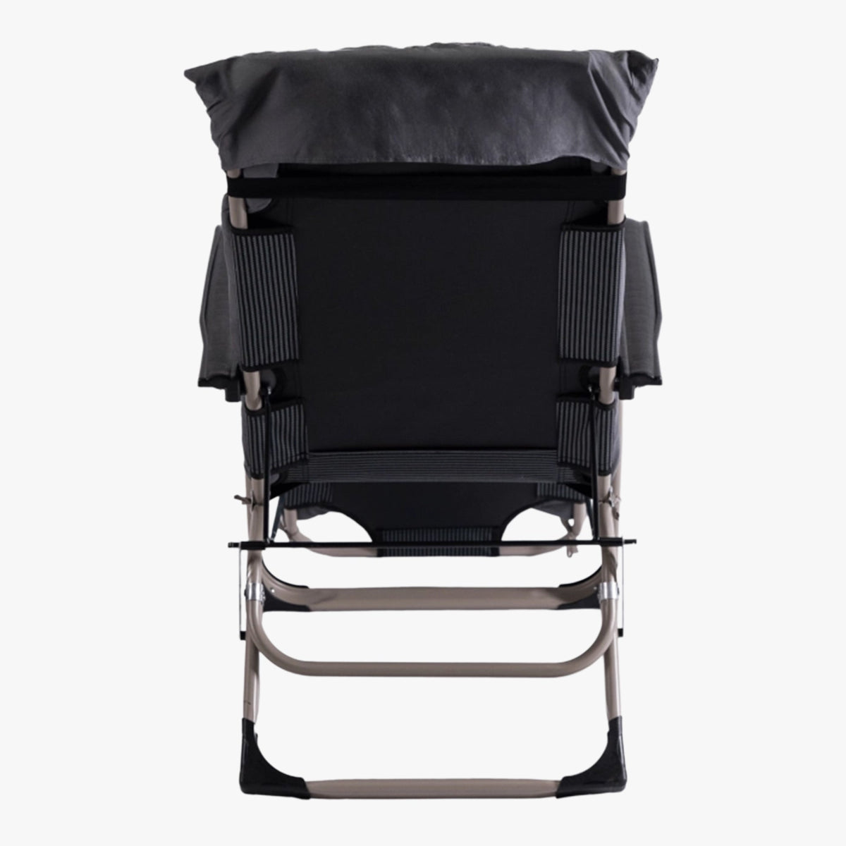 EDISON Fauteuil inclinable en tissu gris pieds en métal beige