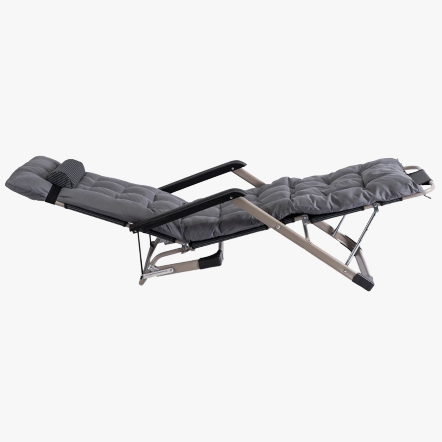 EDISON Fauteuil inclinable en tissu gris pieds en métal beige