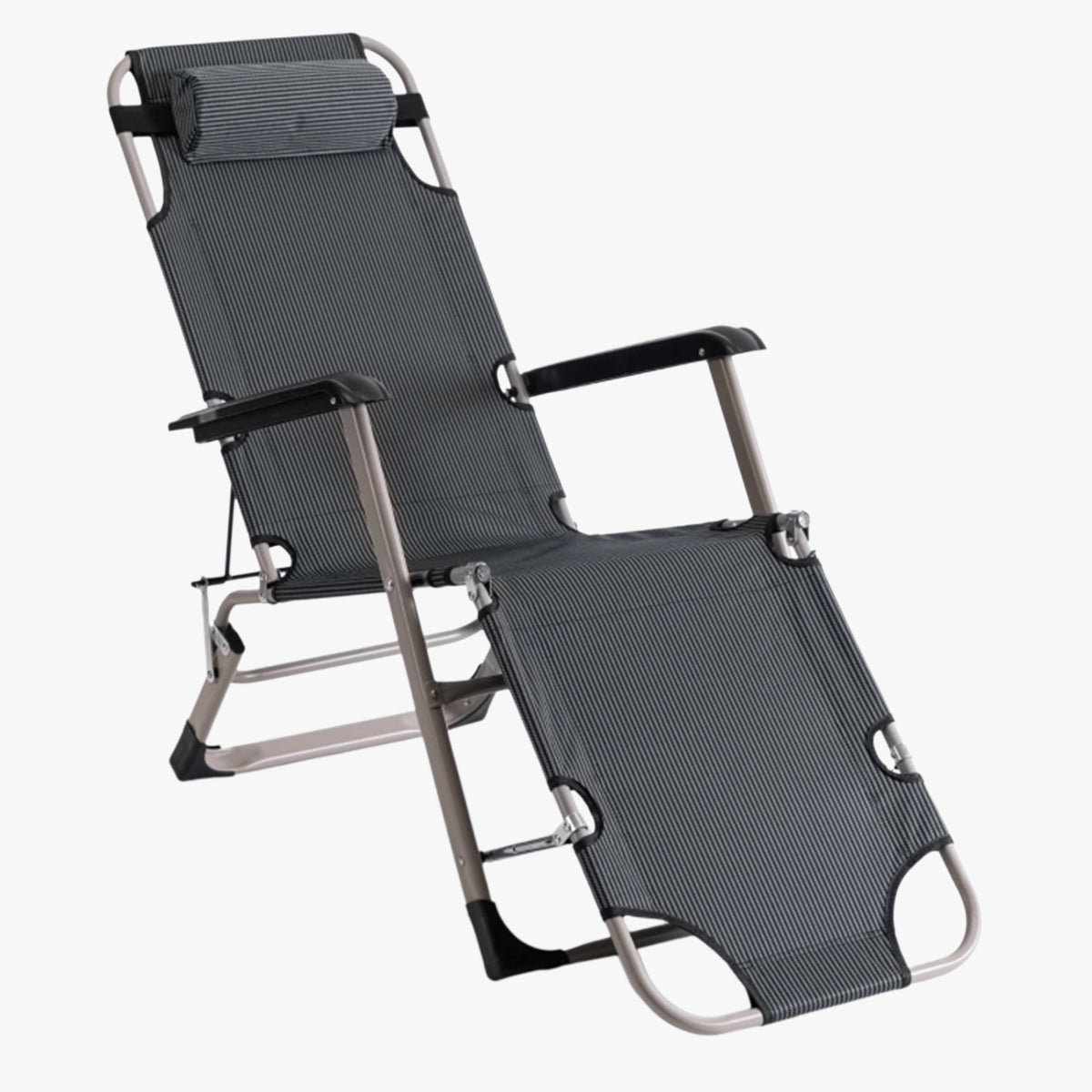 EDISON Fauteuil inclinable en tissu gris pieds en métal beige