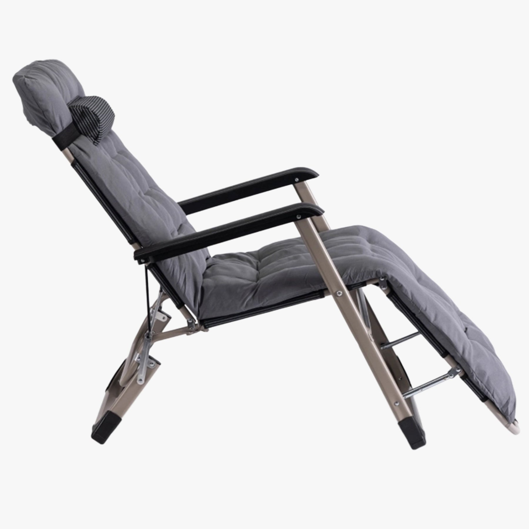 EDISON Fauteuil inclinable en tissu gris pieds en métal beige