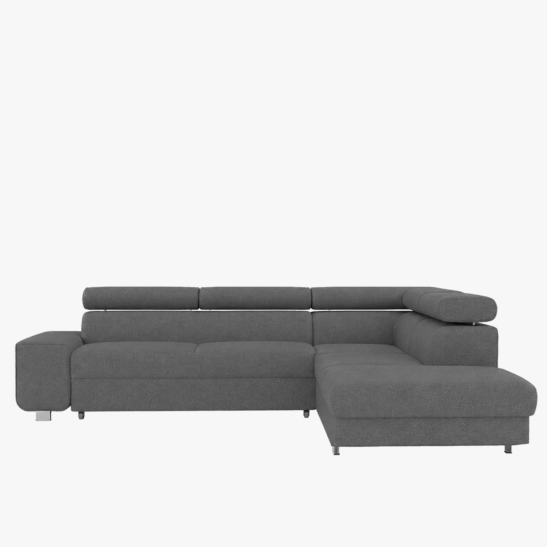 EIDEN Canapé d'angle convertible avec coffre en tissu gris foncé - Angle droit