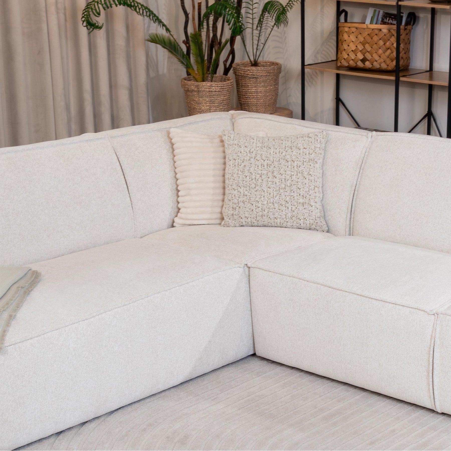 ELIA Canapé d'angle en tissu beige - Angle gauche