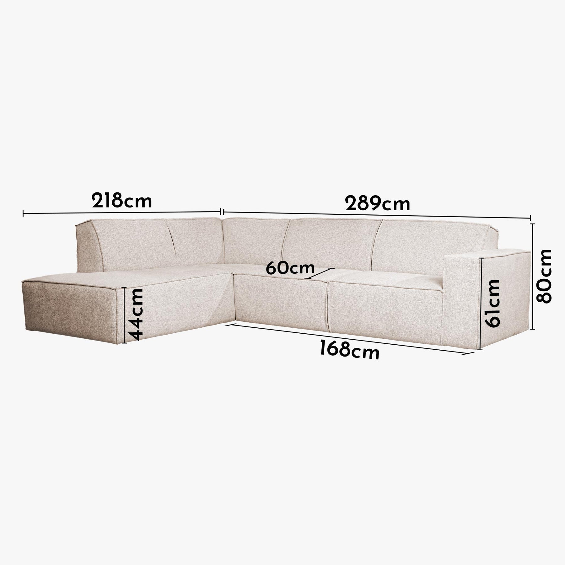 ELIA Canapé d'angle en tissu beige - Angle gauche
