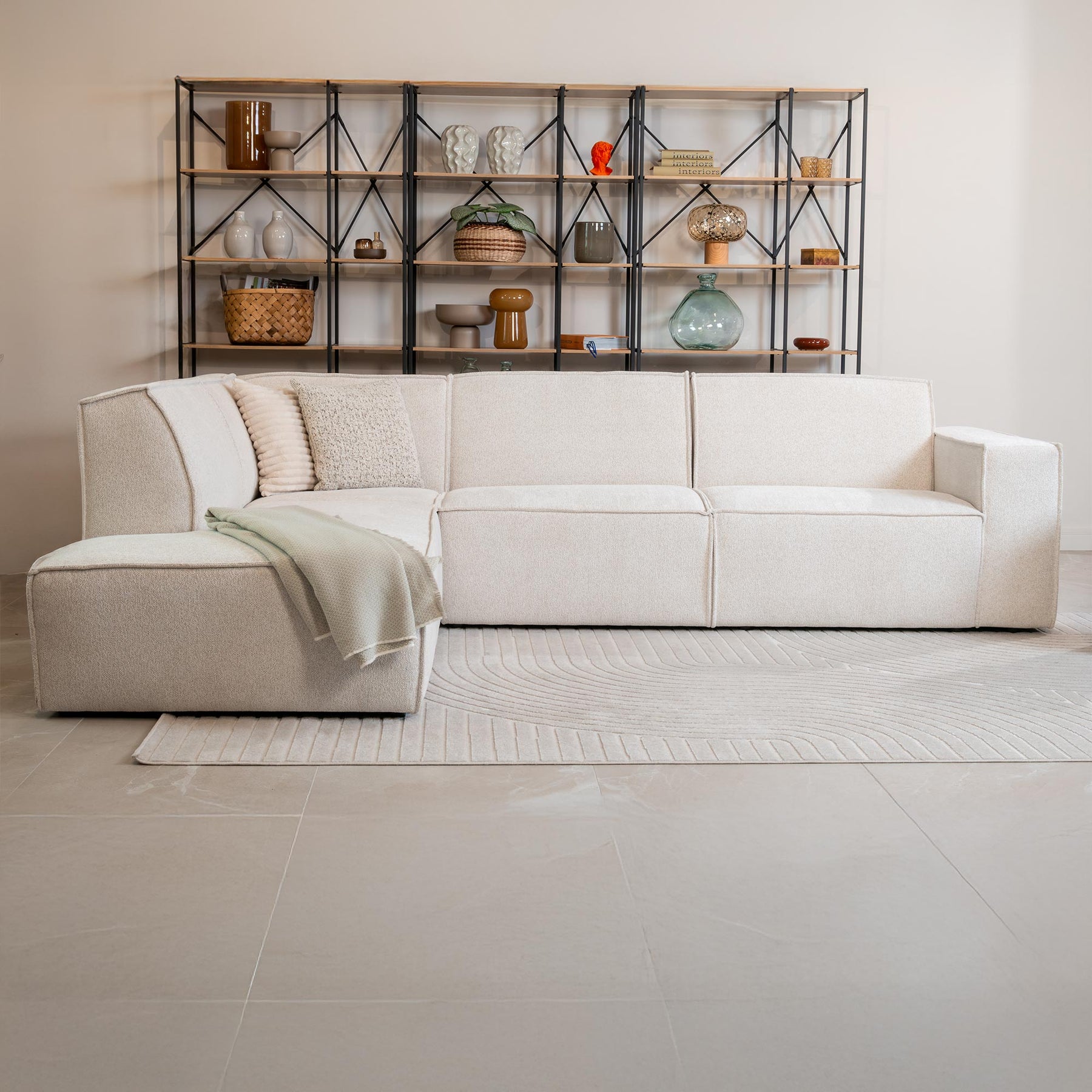 ELIA Canapé d'angle en tissu beige - Angle gauche