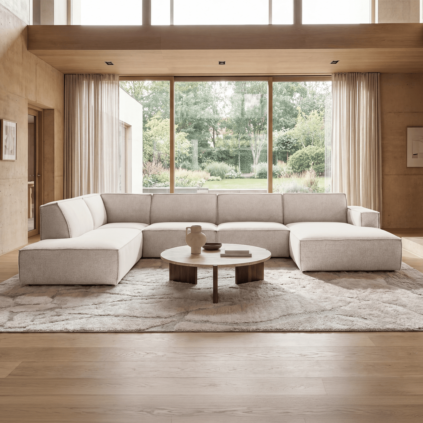ELIA XL Canapé panoramique en tissu beige - Angle droit
