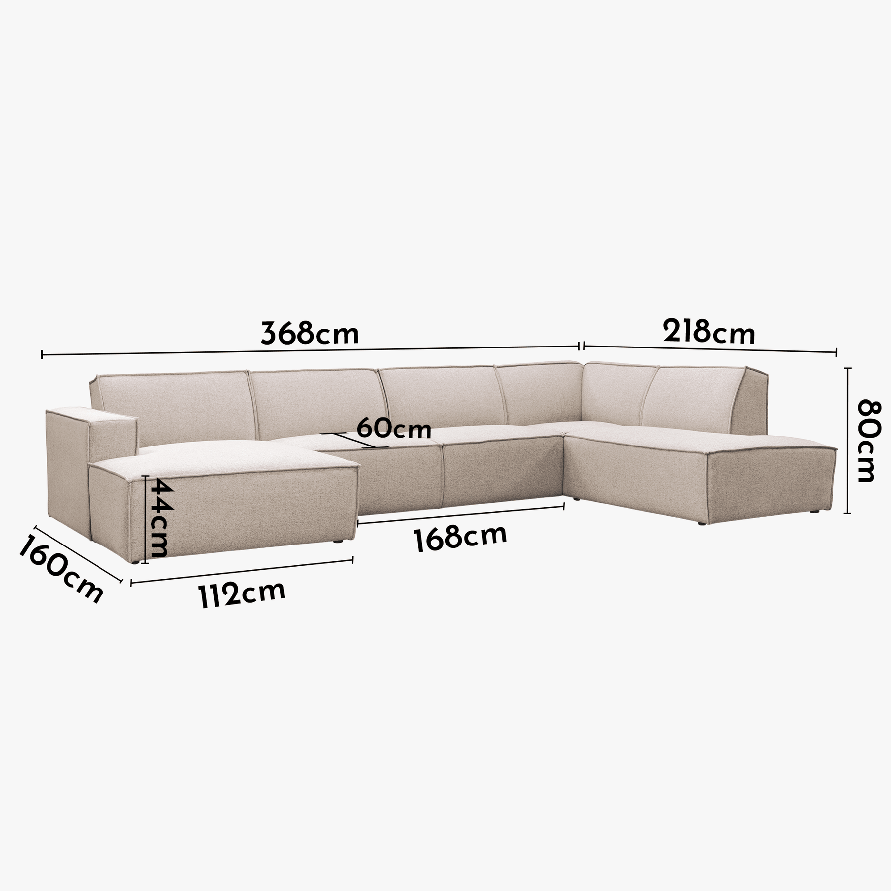 ELIA XL Canapé panoramique en tissu beige - Angle gauche