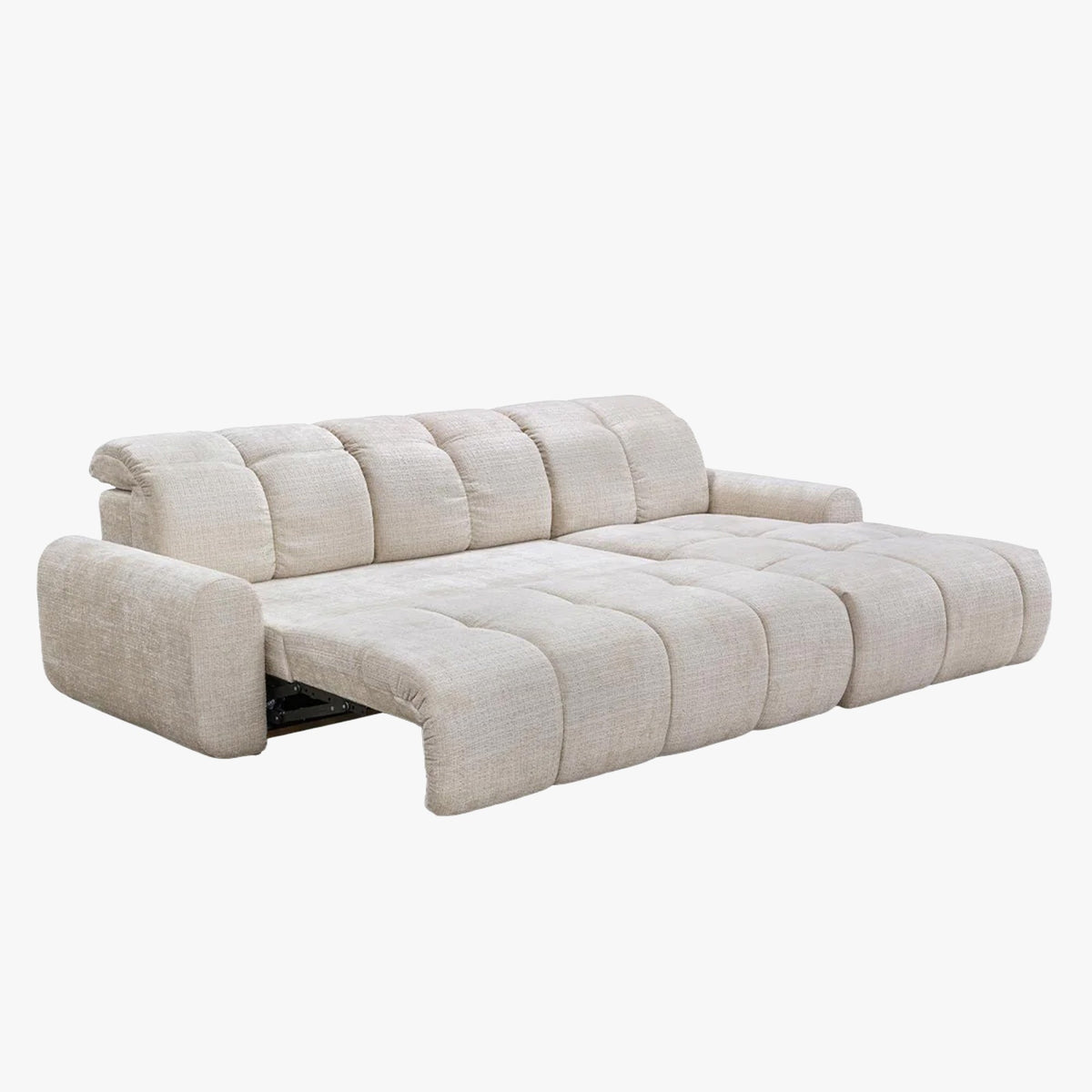 ELIOS Canapé d'angle convertible avec coffre en tissu beige - Angle droit