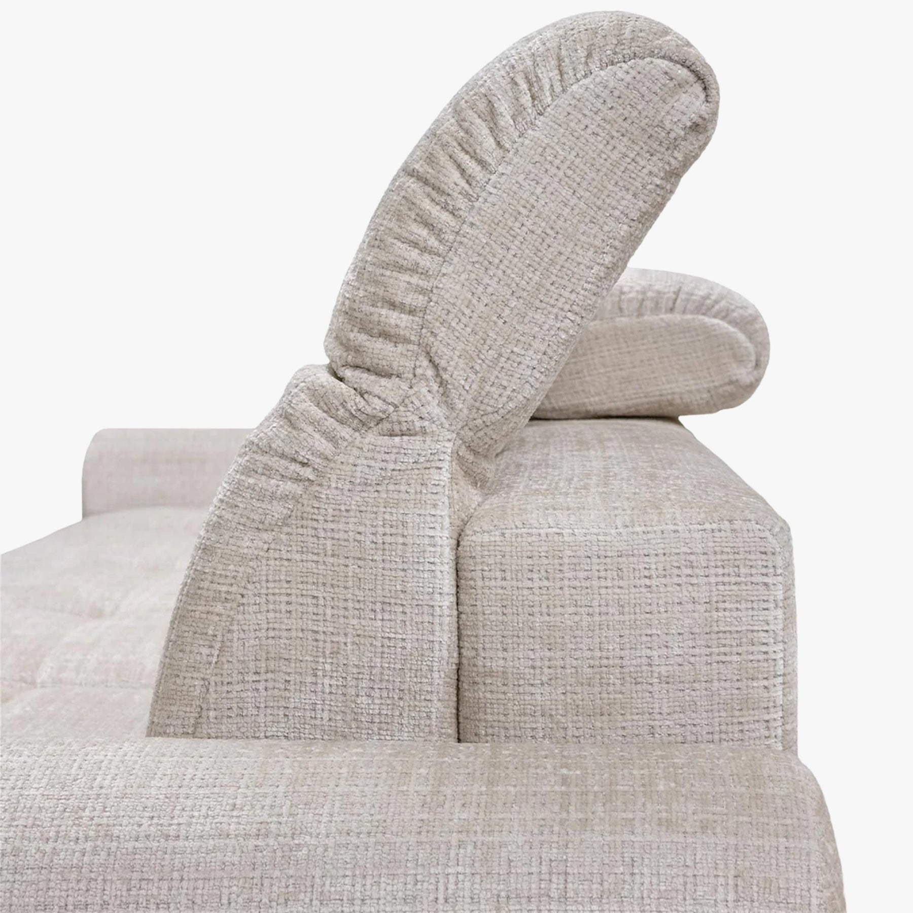 ELIOS Canapé d'angle convertible avec coffre en tissu beige - Angle droit