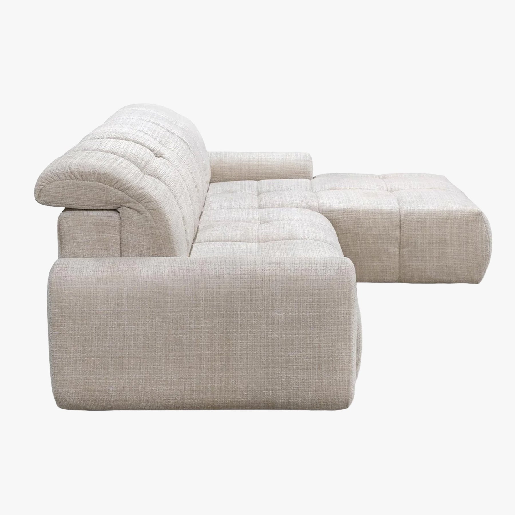 ELIOS Canapé d'angle convertible avec coffre en tissu beige - Angle droit