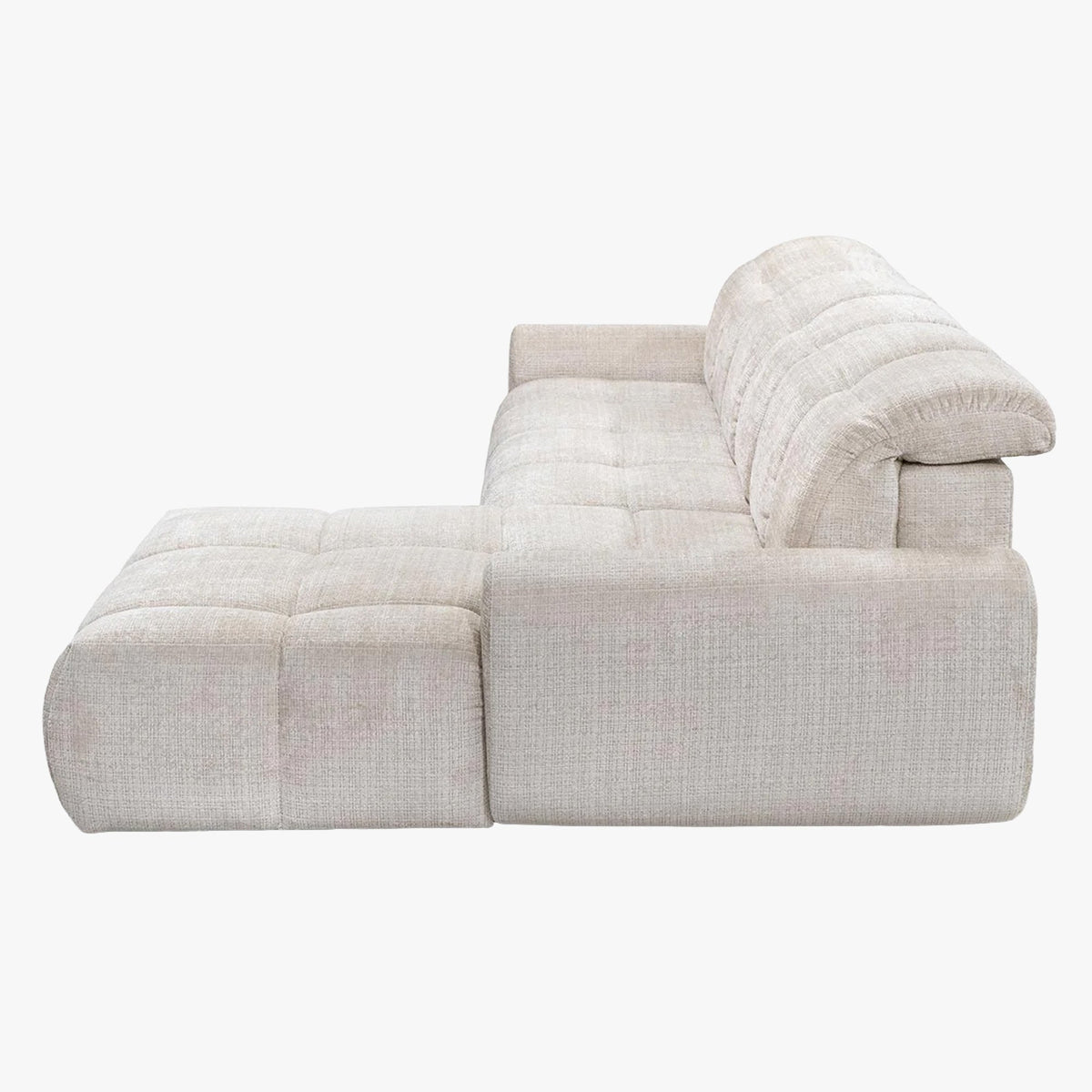 ELIOS Canapé d'angle convertible avec coffre en tissu beige - Angle droit