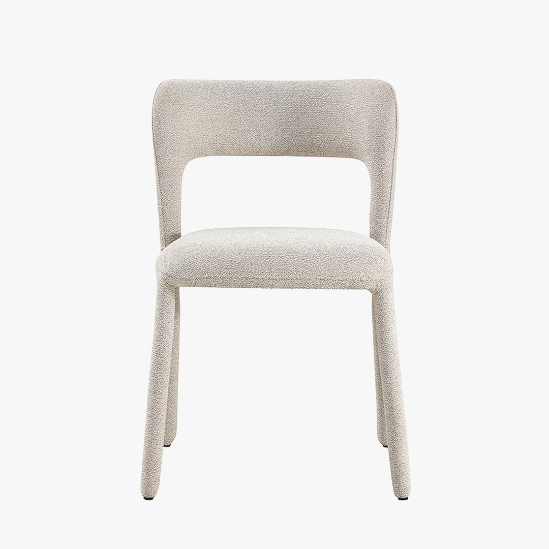 ELVAS Chaise empilable en tissu bouclette écru
