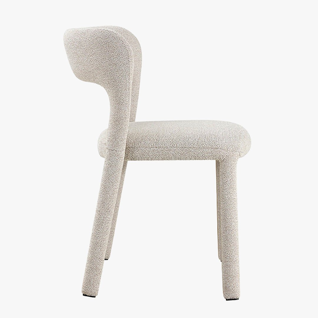 ELVAS Chaise empilable en tissu bouclette écru