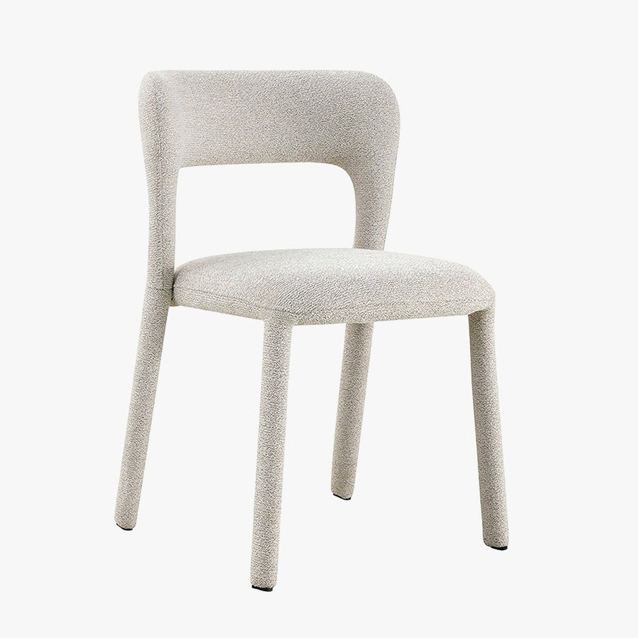 ELVAS Chaise empilable en tissu bouclette écru