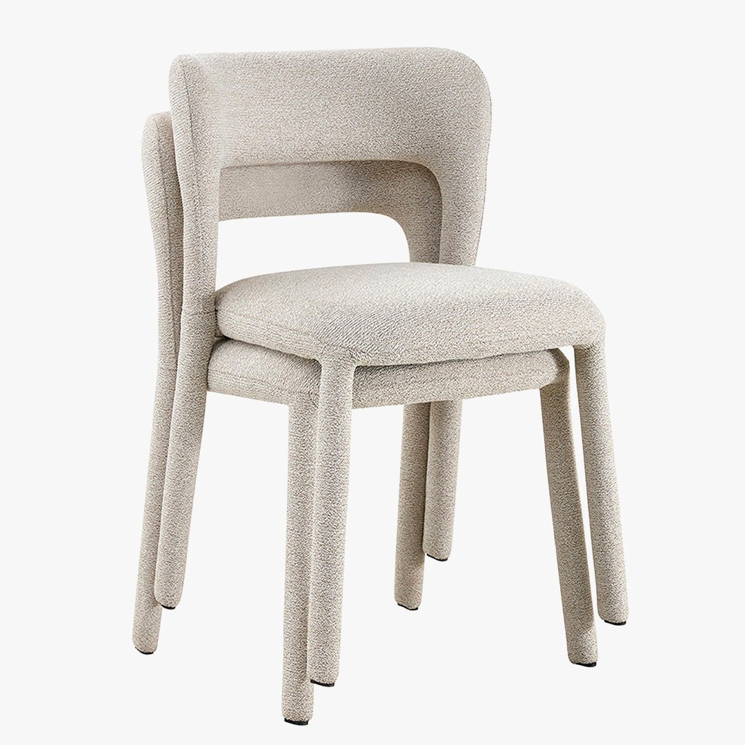 ELVAS Chaise empilable en tissu bouclette écru