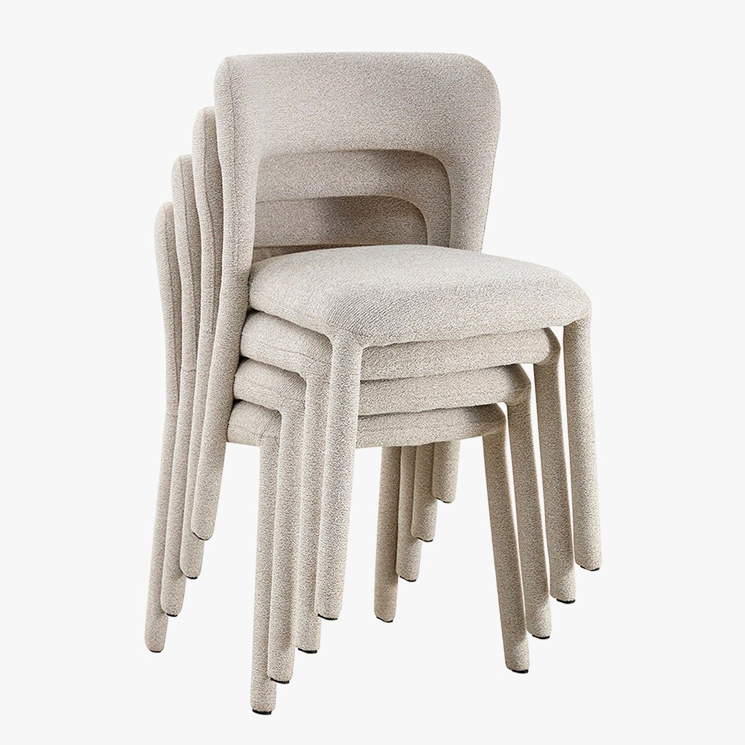 ELVAS Chaise empilable en tissu bouclette écru