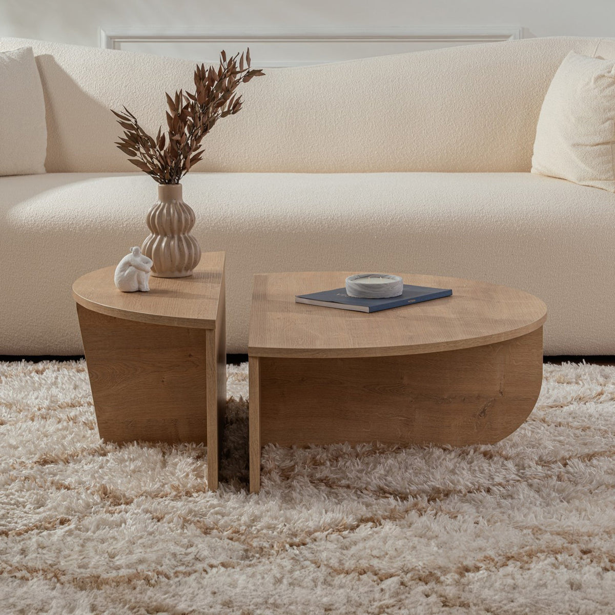 ELYNA Table basse ronde couleur bois clair D90 cm