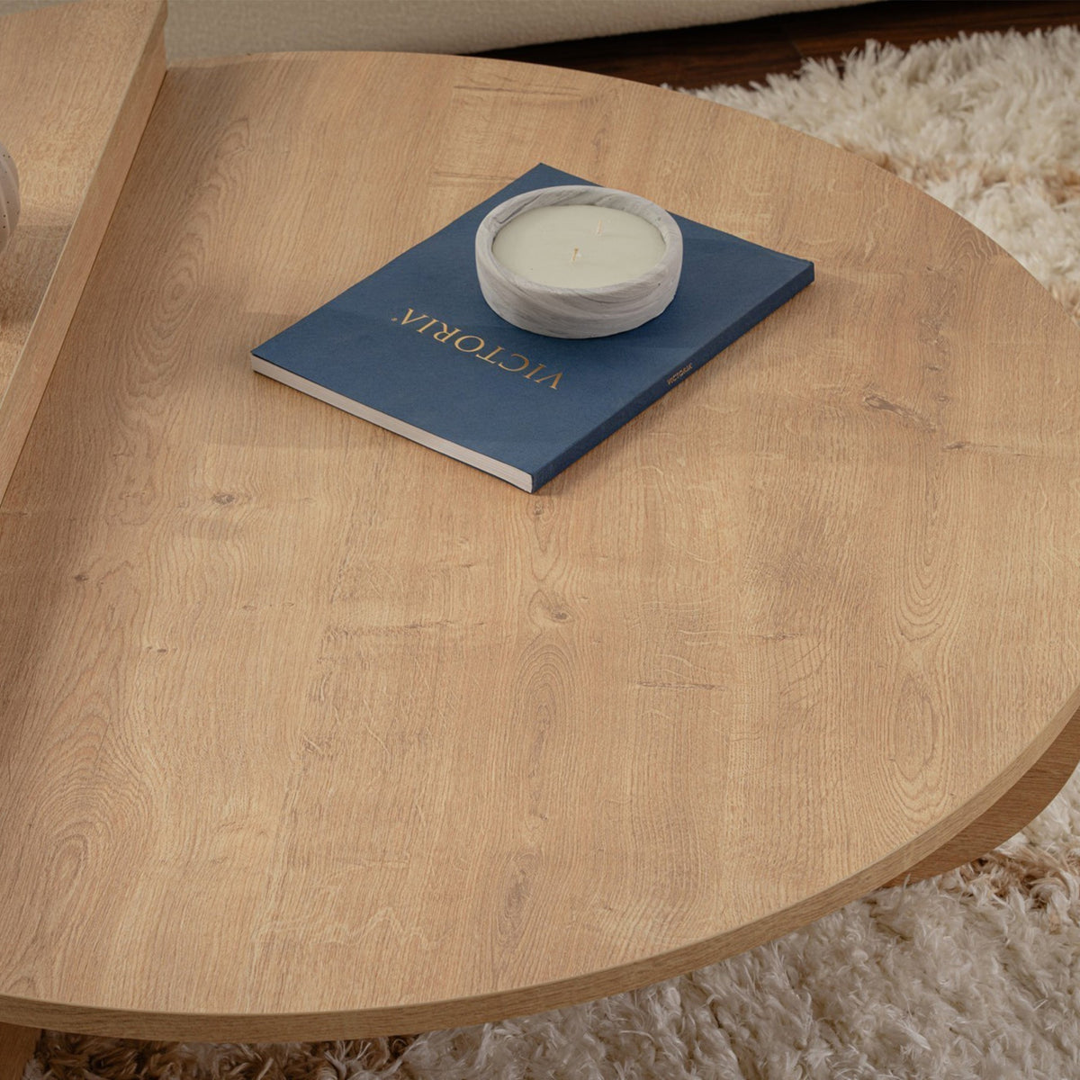 ELYNA Table basse ronde couleur bois clair D90 cm