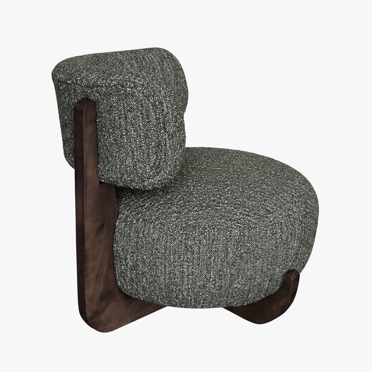 ESTER Fauteuil en tissu texturé vert pieds en bois foncé