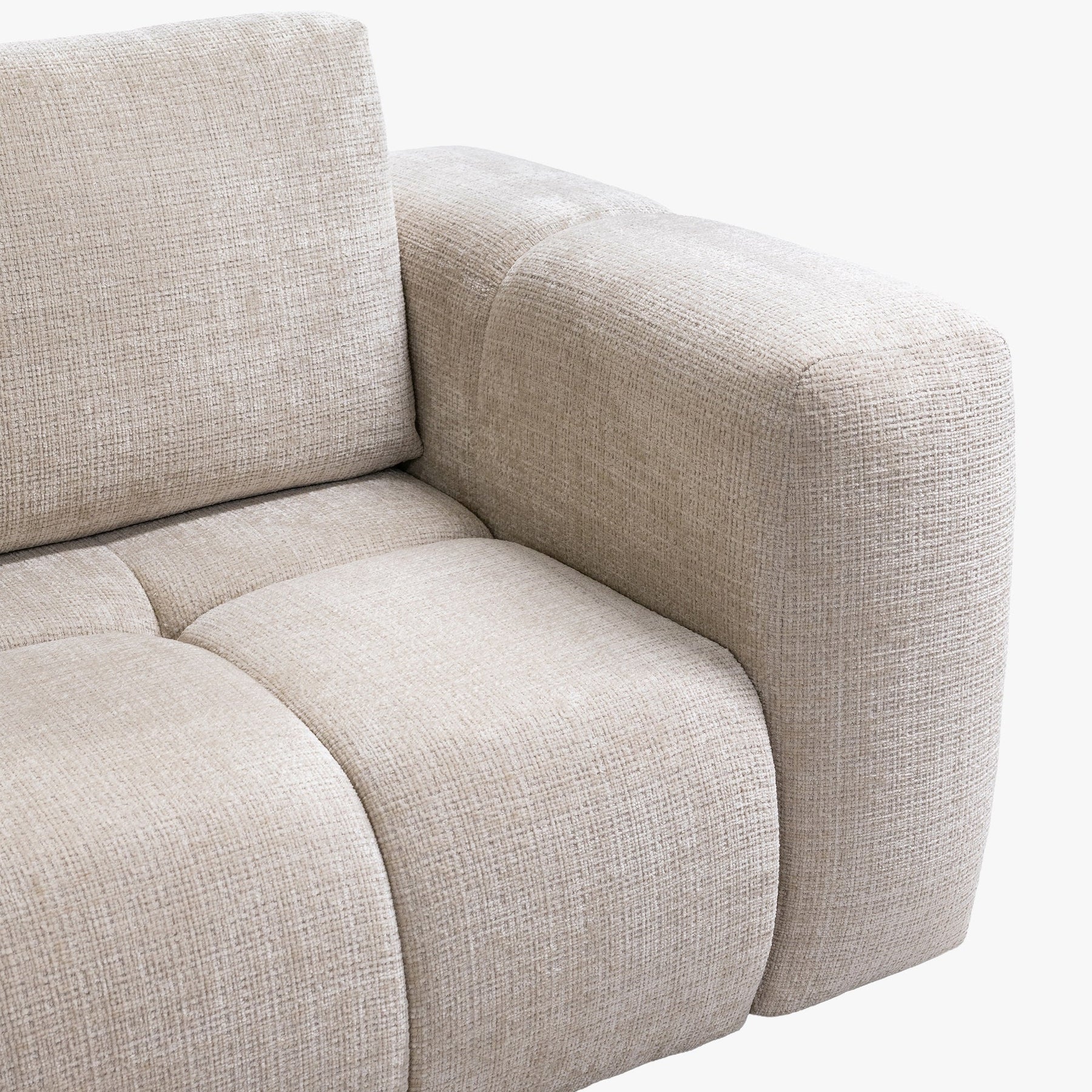 FANY Canapé d'angle convertible en tissu beige - Angle gauche