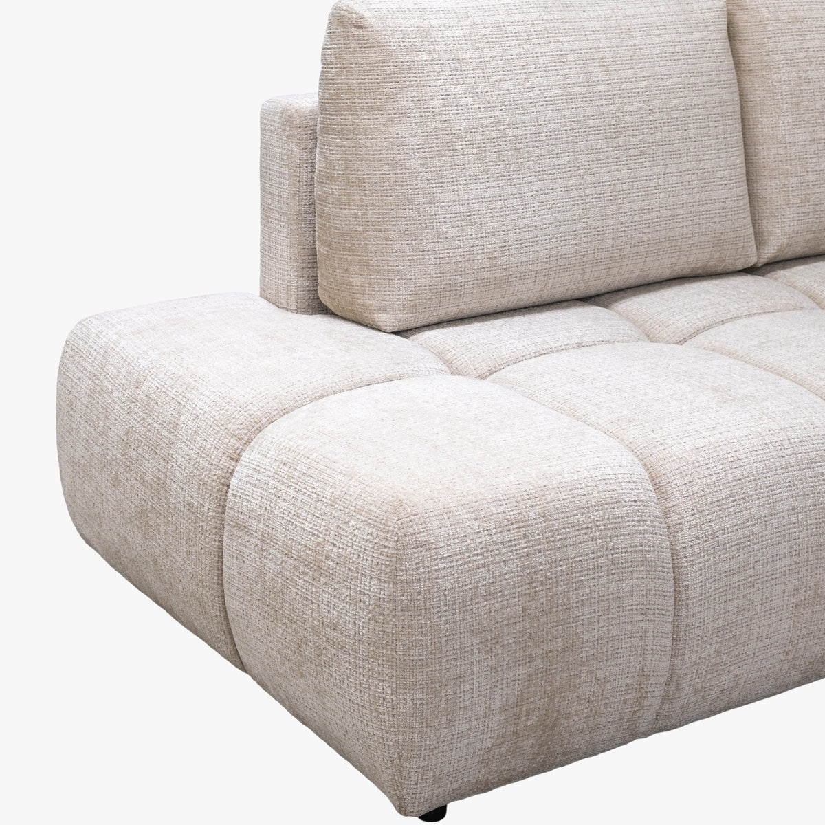 FANY Canapé d'angle convertible en tissu beige - Angle gauche