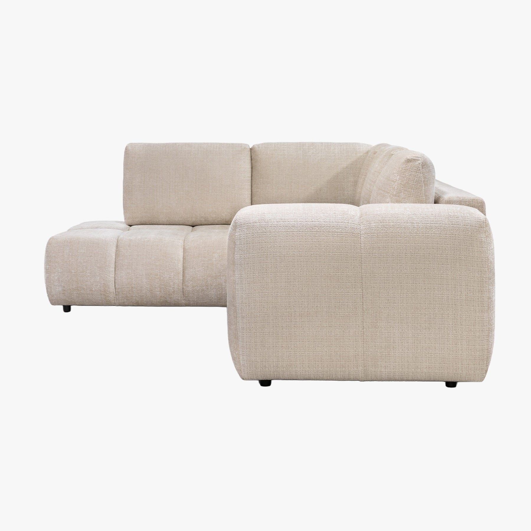 FANY Canapé d'angle convertible en tissu beige - Angle gauche