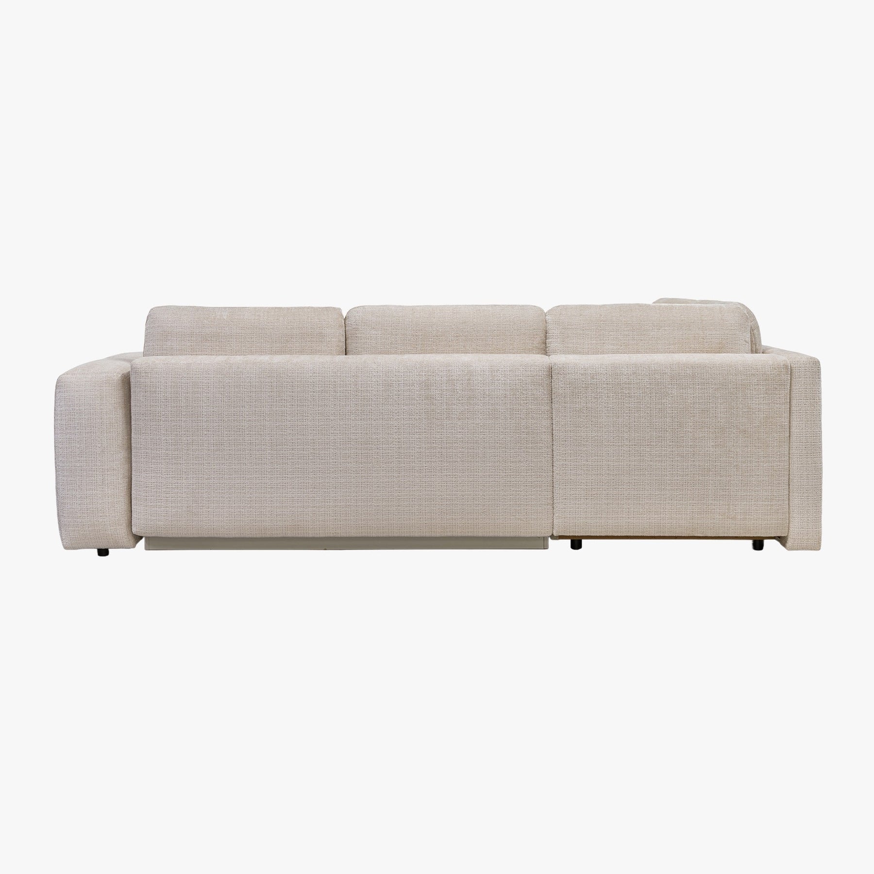 FANY Canapé d'angle convertible en tissu beige - Angle gauche