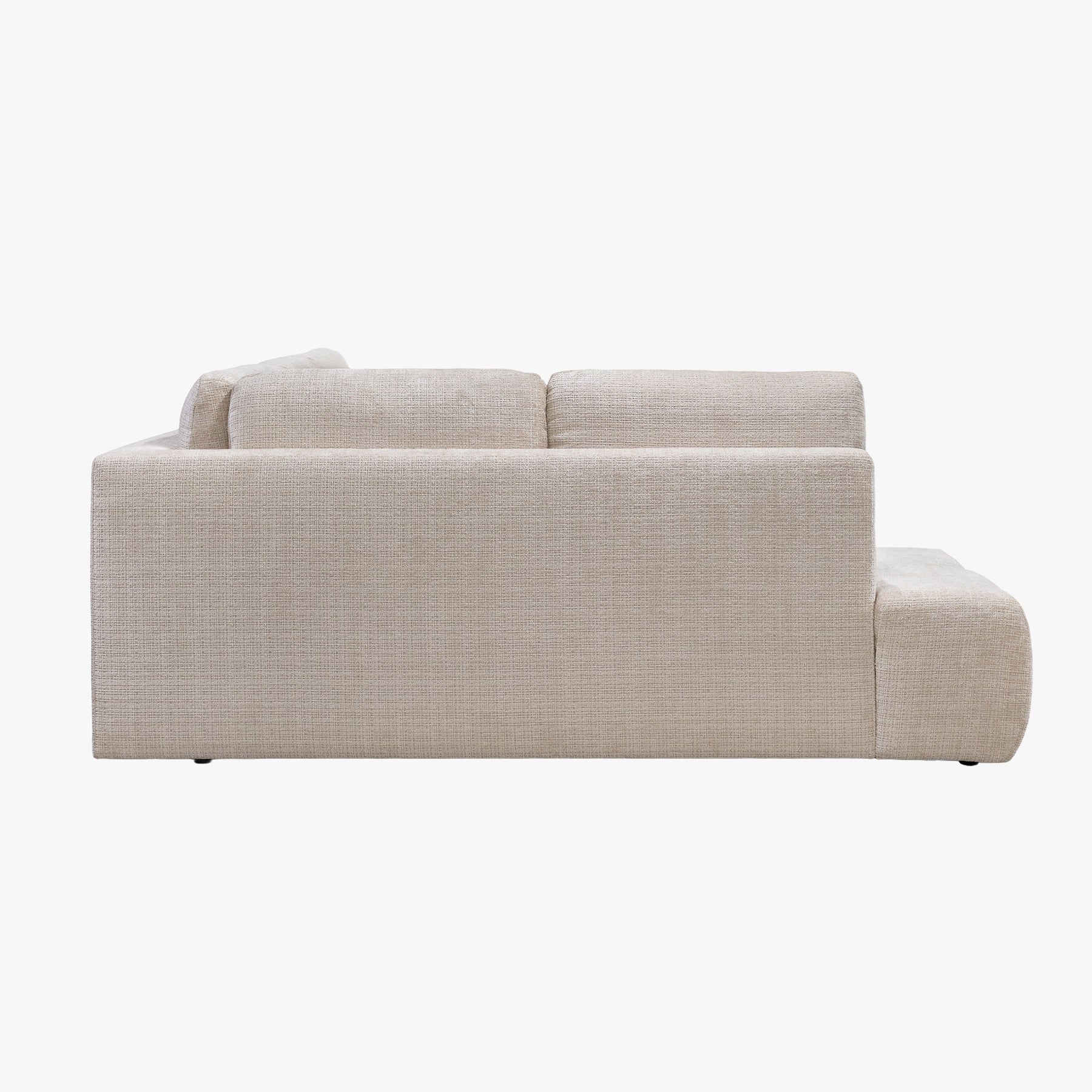 FANY Canapé d'angle convertible en tissu beige - Angle gauche