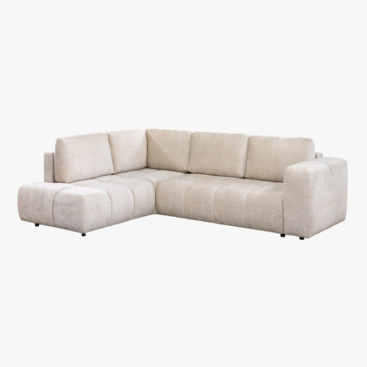 FANY Canapé d'angle convertible en tissu beige - Angle gauche
