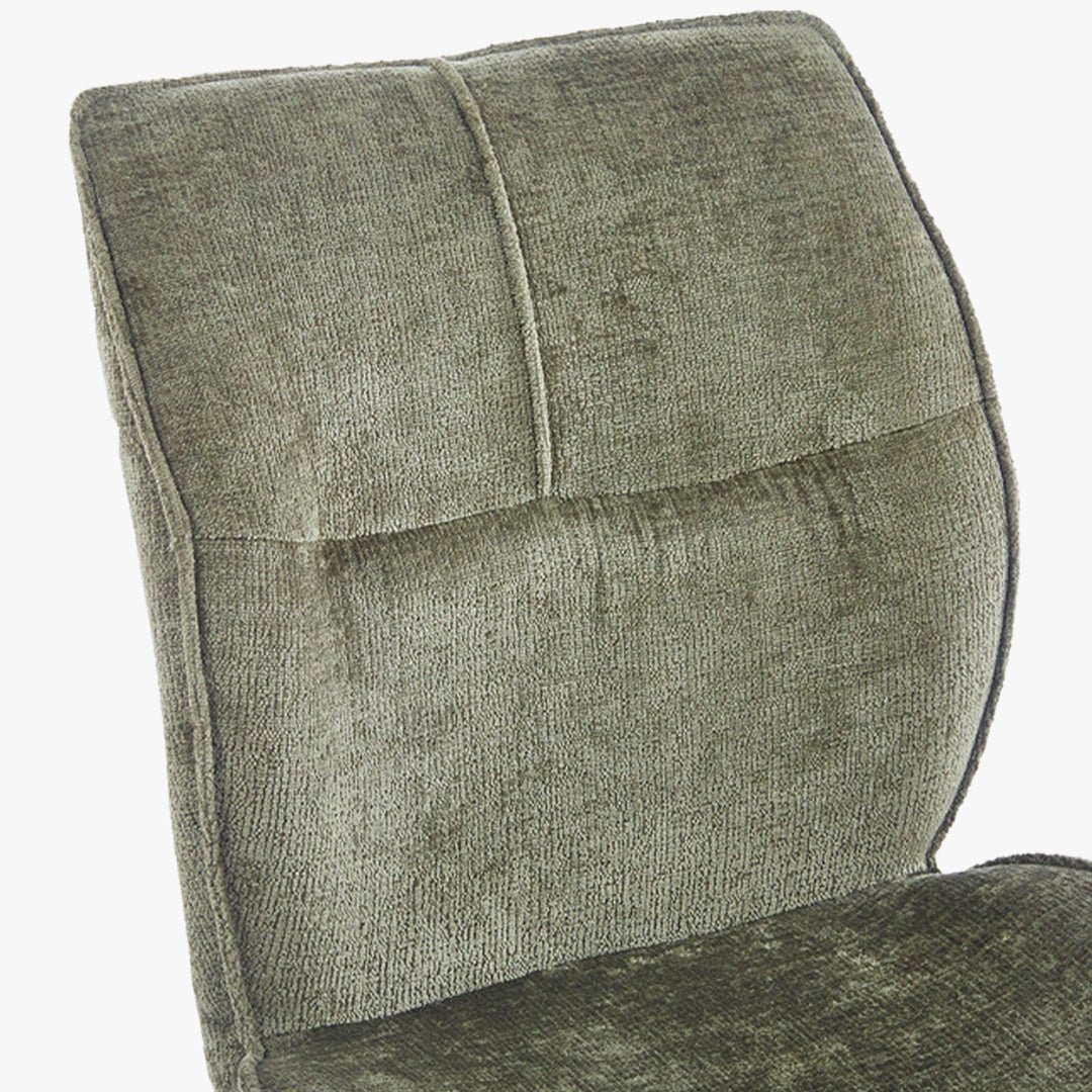FAYE Lot de 2 chaises en tissu vert pieds en métal noir