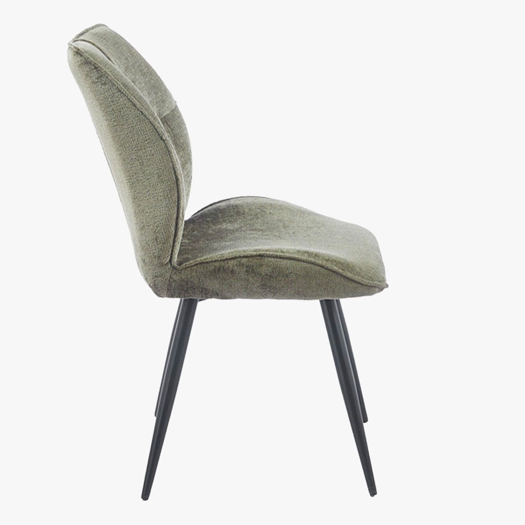 FAYE Lot de 2 chaises en tissu vert pieds en métal noir