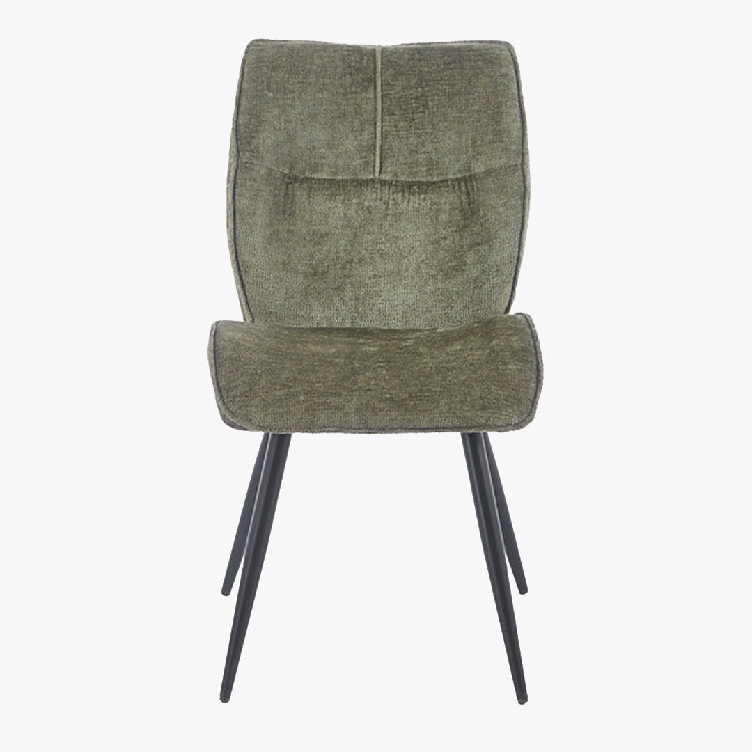 FAYE Lot de 2 chaises en tissu vert pieds en métal noir