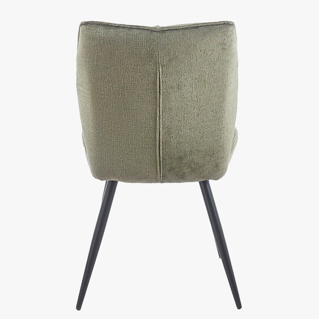 FAYE Lot de 2 chaises en tissu vert pieds en métal noir