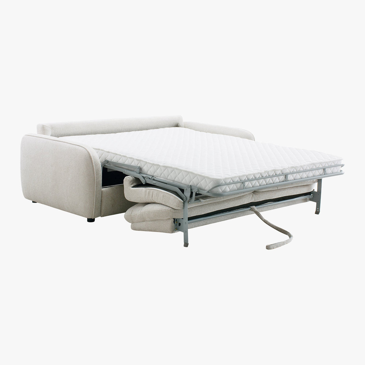 FELYA Canapé 3 places convertible matelas 12 cm en tissu écru