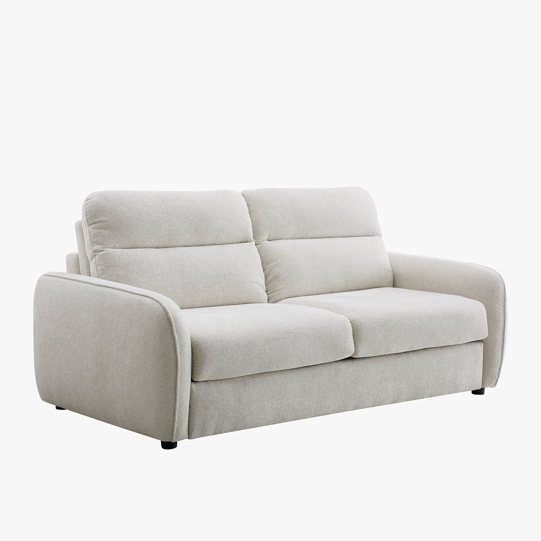 FELYA Canapé 3 places convertible matelas 12 cm en tissu écru