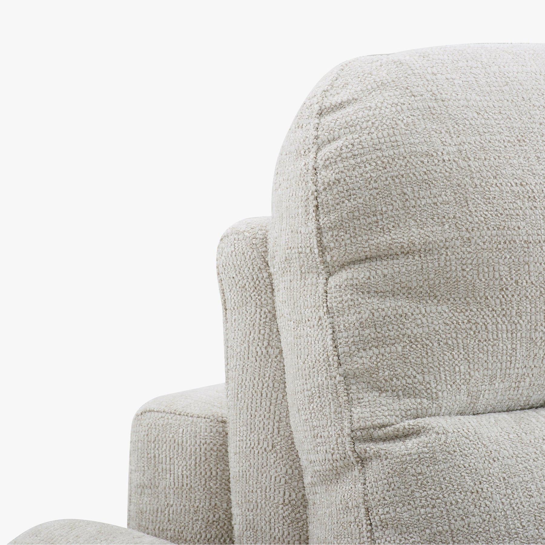 FELYA Canapé 3 places convertible matelas 12 cm en tissu écru